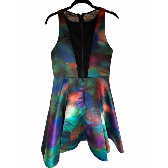 Alice + Olivia Multicolor Satin Dress with Lace Back Detail - Size 6 - Picture 12 of 16